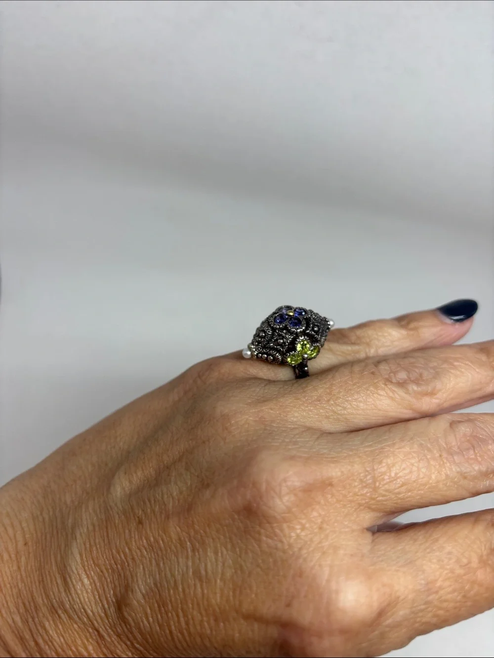 Barbara Bixby Moroccan/Antique style sterling and gold ring